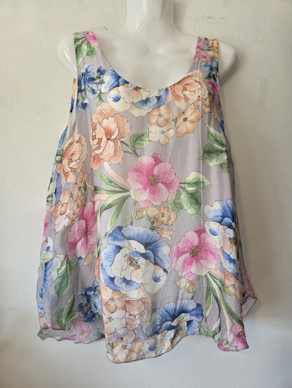 Laura G Floral Silk Blend Top Made in Italy